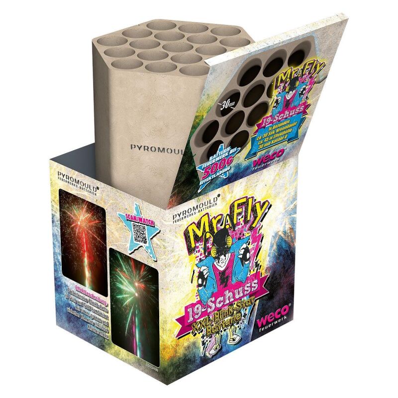 Jetzt Mr. Fly - 19-Schuss-Feuerwerk-Batterie ab 19.99€ bestellen