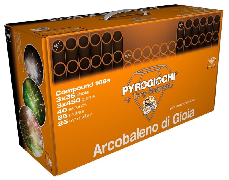 Jetzt Arcobaleno Di Gioia 108-Schuss-Feuerwerk-Verbund ab 97.49€ bestellen