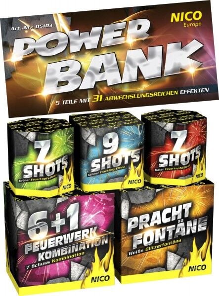 Jetzt Power Bank 5er Pack-Feuerwerk-Batterien ab 14.24€ bestellen