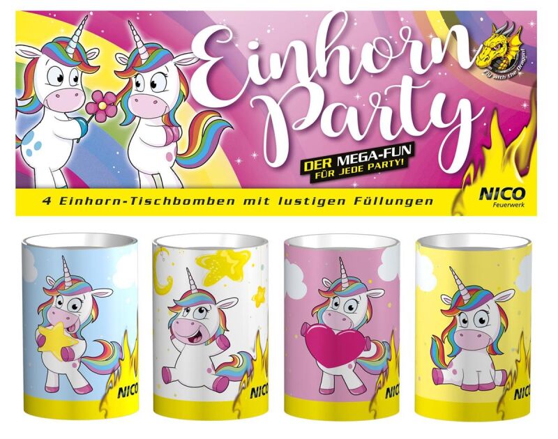 Jetzt Einhorn Party, 4 Tischbomben ab 4.99€ bestellen