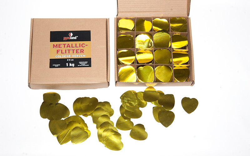 Jetzt Metallic Flitter - Goldene Herzen 1kg (Pappschachtel) ab 14.7€ bestellen