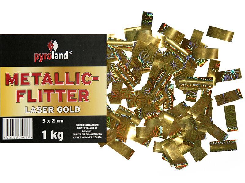 Jetzt Metallic Flitter - Laser gold 5x2cm 1kg (Pappschachtel) ab 12.25€ bestellen