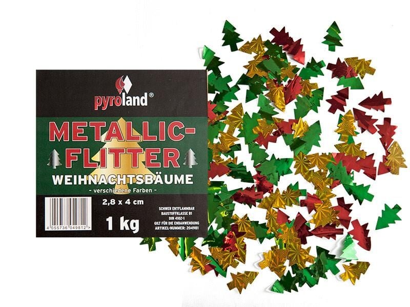 Jetzt Metallic Flitter - Weihnachtsbäume verschiedene Farben (Pappschachtel) ab 19.6€ bestellen