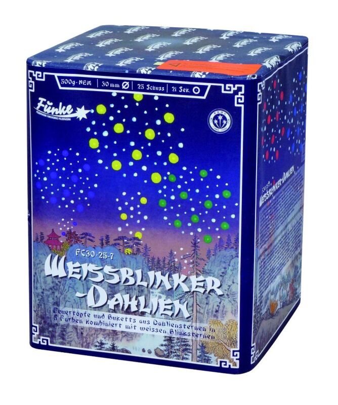 Jetzt Weissblinker-Dahlien-25-Schuss-Feuerwerk-Batterie ab 42.49€ bestellen